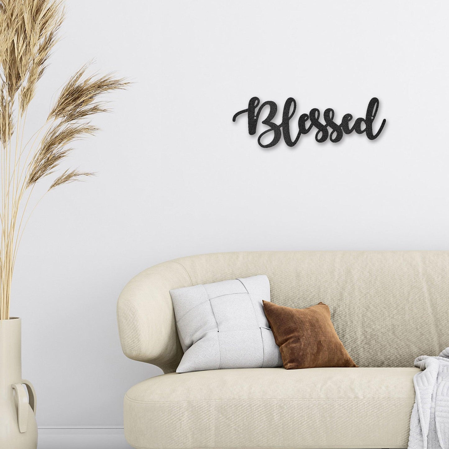 Blessed Word Script Indoor Outdoor Steel Walll Sign - Mallard Moon Gift Shop