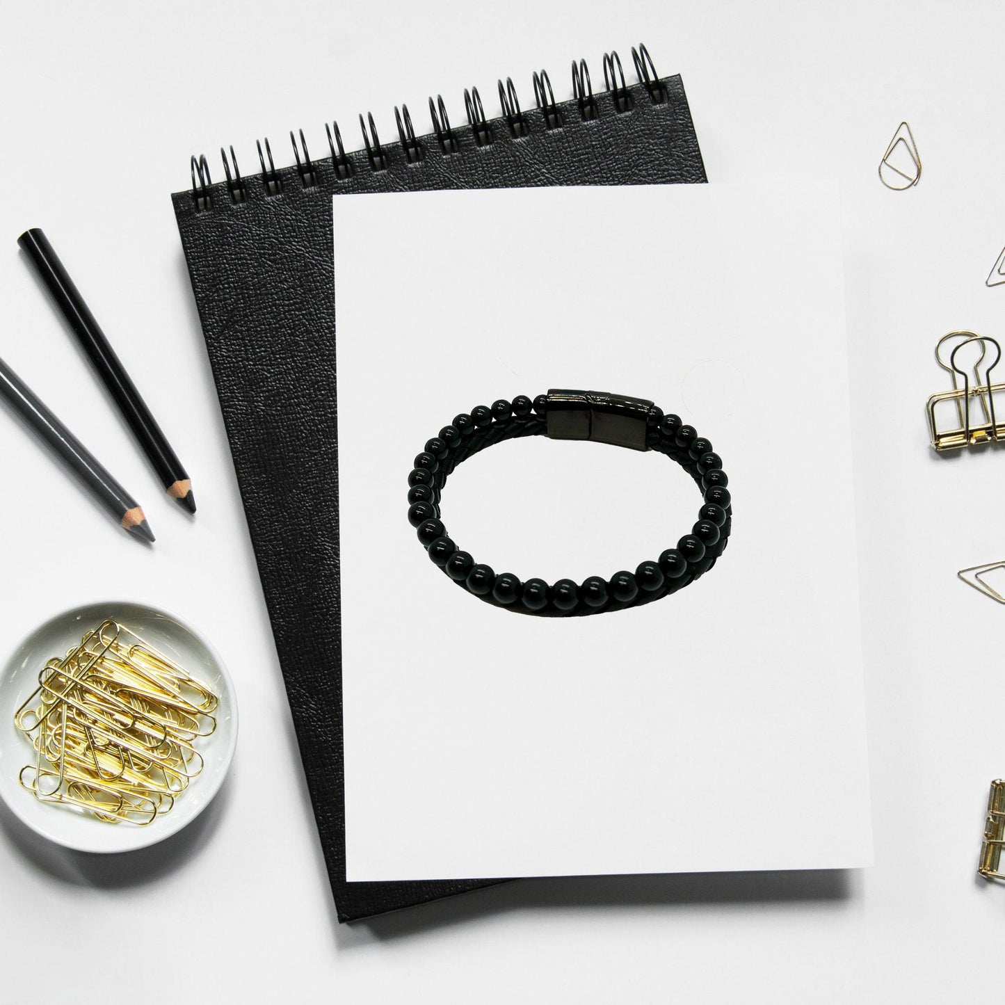 Microbiologist Black Braided Leather Stone Bracelet - Thanks for being who you are - Birthday Christmas Jewelry Gifts Coworkers Colleague Boss - Mallard Moon Gift Shop