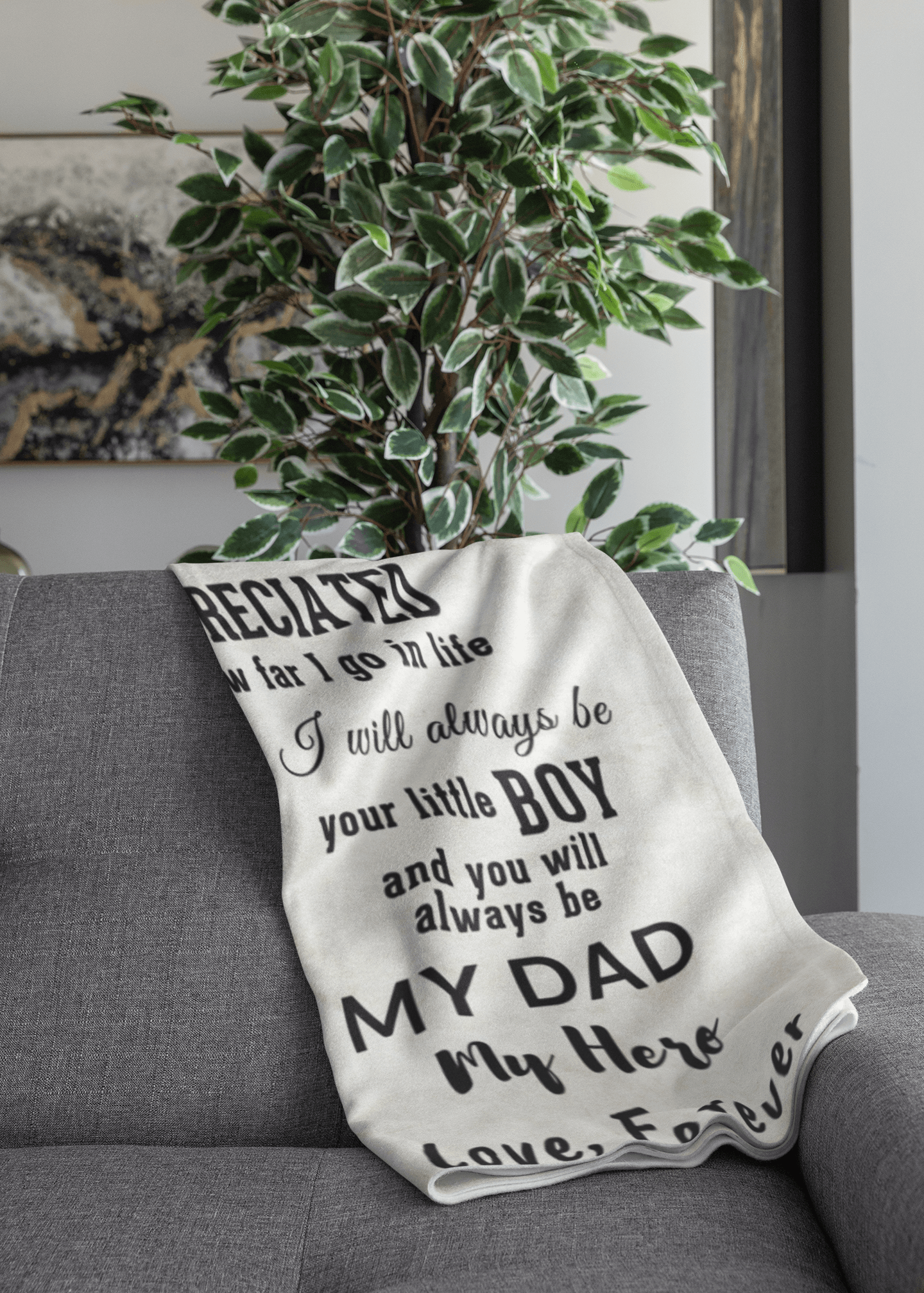 To My Dad - I Will Always Be Your Little Boy Personalized Jersey Fleece Blanket - Mallard Moon Gift Shop