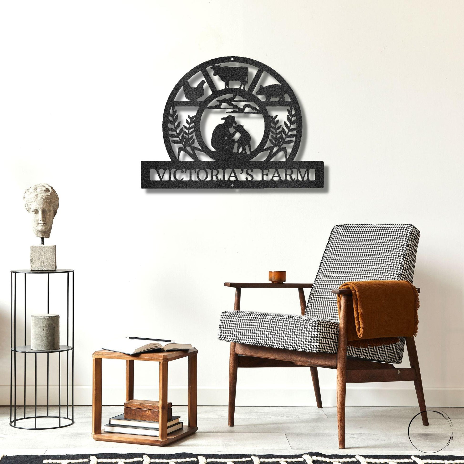 Wheat Field Farm Personalized Name Indoor Outdoor Steel Wall Sign - Mallard Moon Gift Shop