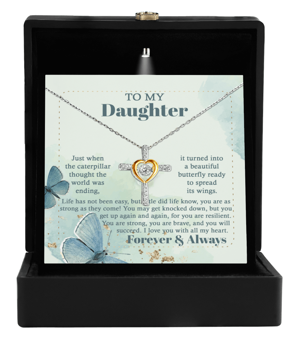 Daughter Gift for Birthday, Christmas, Graduation - Beautiful Butterfly- Cross Pendant Necklace - Mallard Moon Gift Shop
