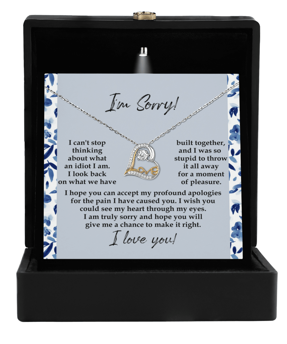 Apology Gift for Girlfriend, Wife, Soulmate - Sorry, Through My Eyes - Love Dancing Heart Pendant Necklace - Mallard Moon Gift Shop