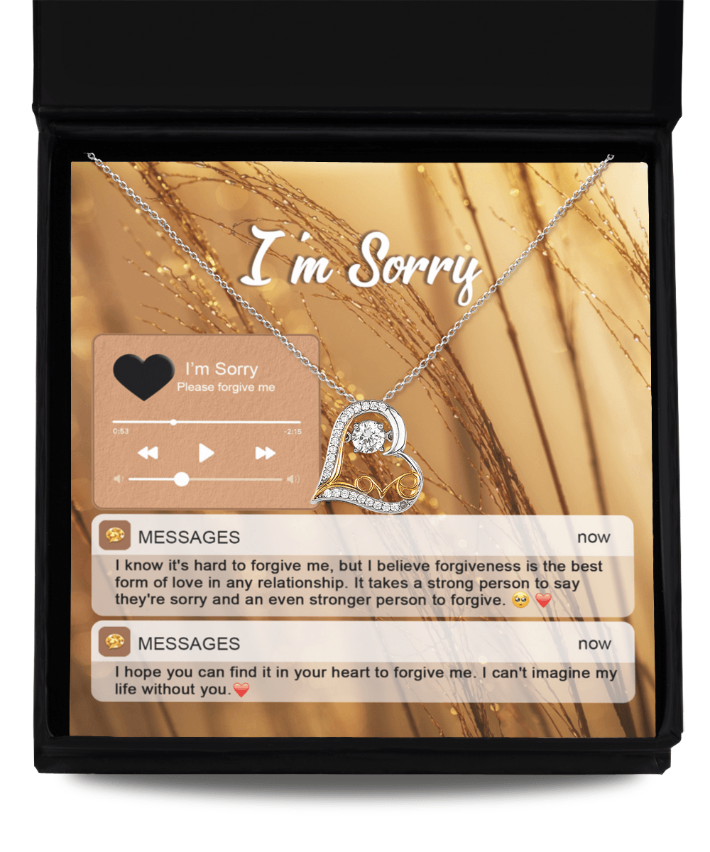 Apology Gift for Girlfriend, Wife, Soulmate - Sorry, Person To Forgive - Love Heart Pendant Necklace - Mallard Moon Gift Shop