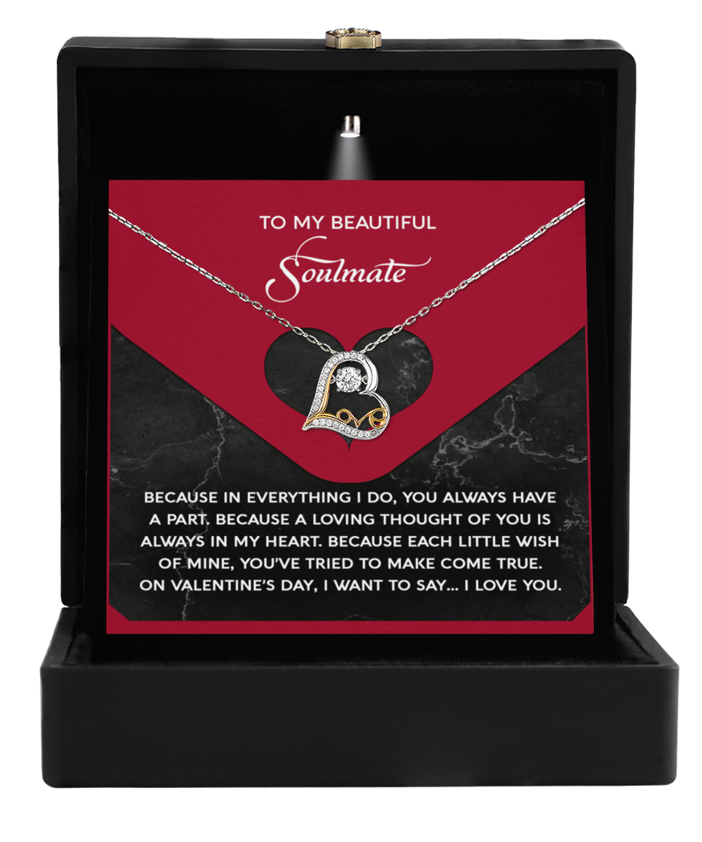 To My Beautiful Soulmate - Love Dancing Heart Necklace – A Romantic Valentine’s Day Gift Full of Love and Gratitude - Mallard Moon Gift Shop
