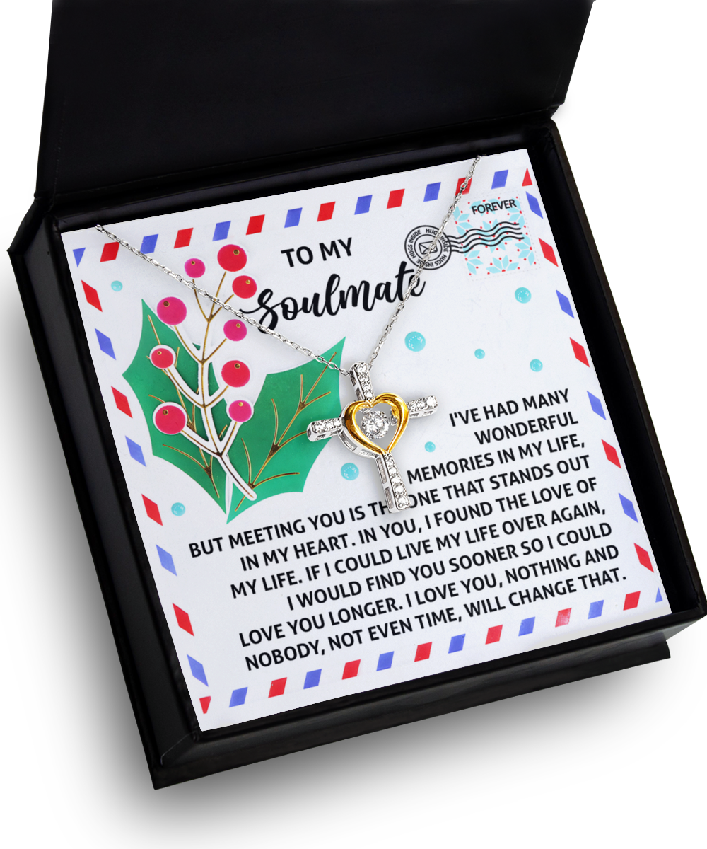 Soulmate, Wife, Girlfriend Romantic Gift - Love You Longer - Dancing Cross Pendant Necklace - Mallard Moon Gift Shop
