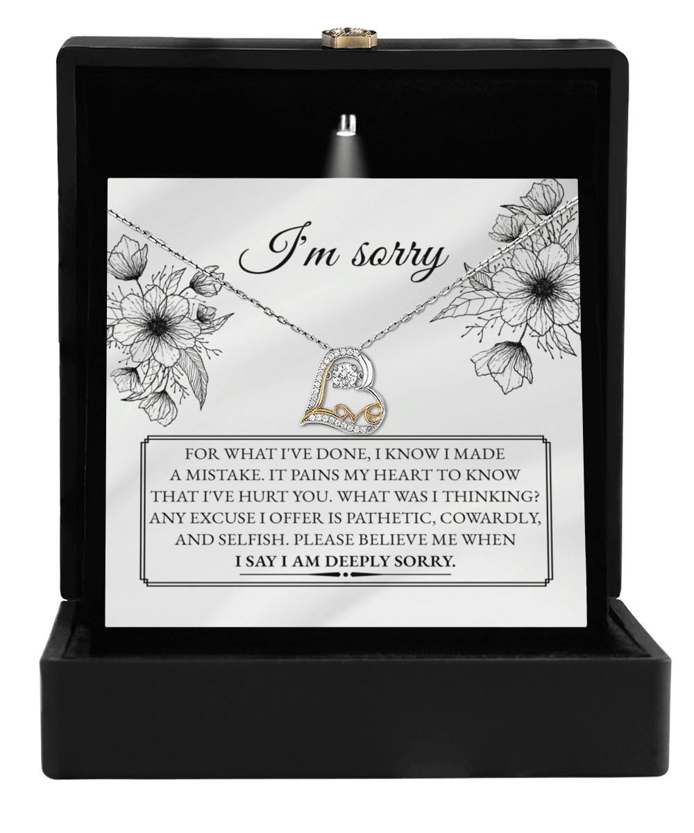 Apology Gift for Girlfriend, Wife, Soulmate - Sorry, Made A Mistake - Love Dancing Heart Pendant Necklace - Mallard Moon Gift Shop