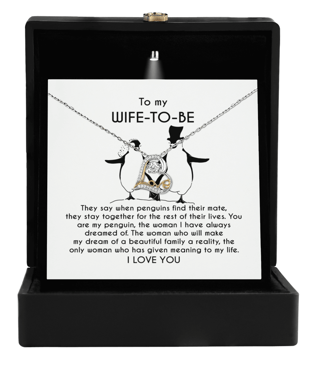 To My Wife-to-be You Are My Penguin Love Dancing Heart Pendant Necklace - Mallard Moon Gift Shop