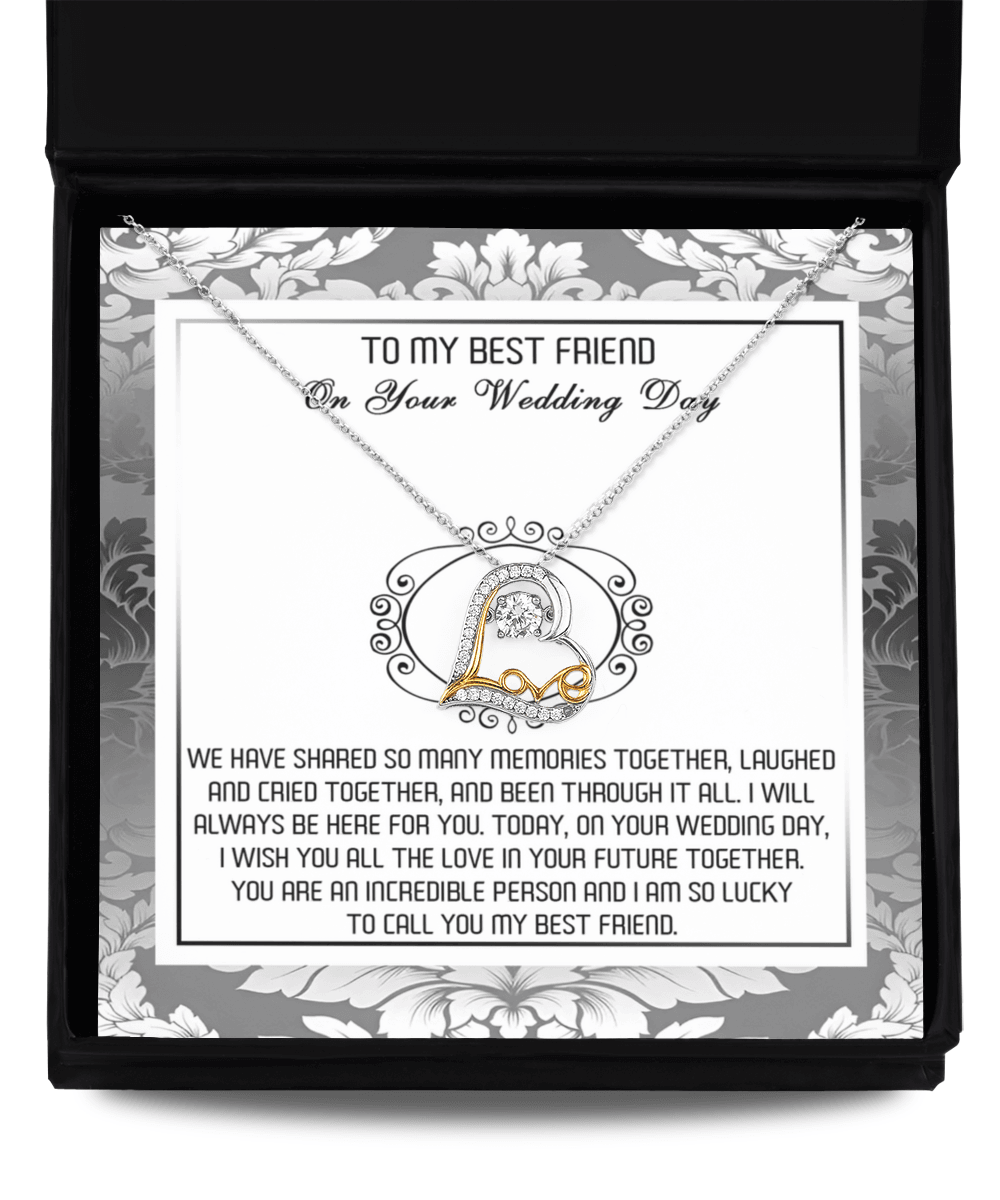 Best Friend Wedding Day Gift - An Incredible Person - Love Dancing Heart Pendant Necklace - Mallard Moon Gift Shop