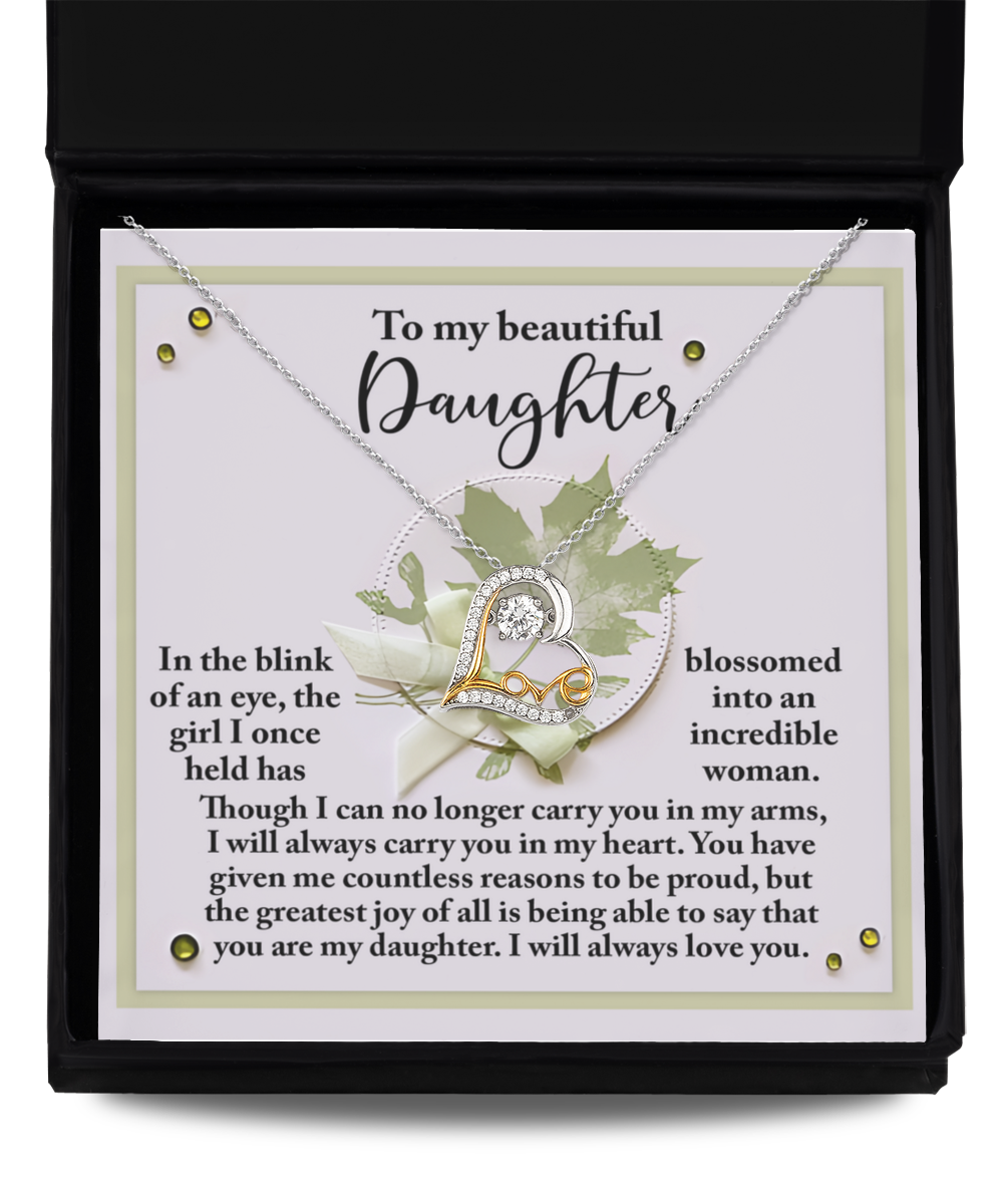 Daughter Birthday, Graduation, Christmas Inspirational Gift  - Incredible Woman - Love Dancing Heart Pendant Necklace - Mallard Moon Gift Shop