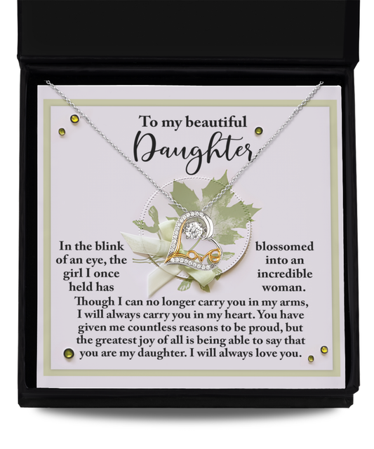 Daughter Birthday, Graduation, Christmas Inspirational Gift  - Incredible Woman - Love Dancing Heart Pendant Necklace - Mallard Moon Gift Shop