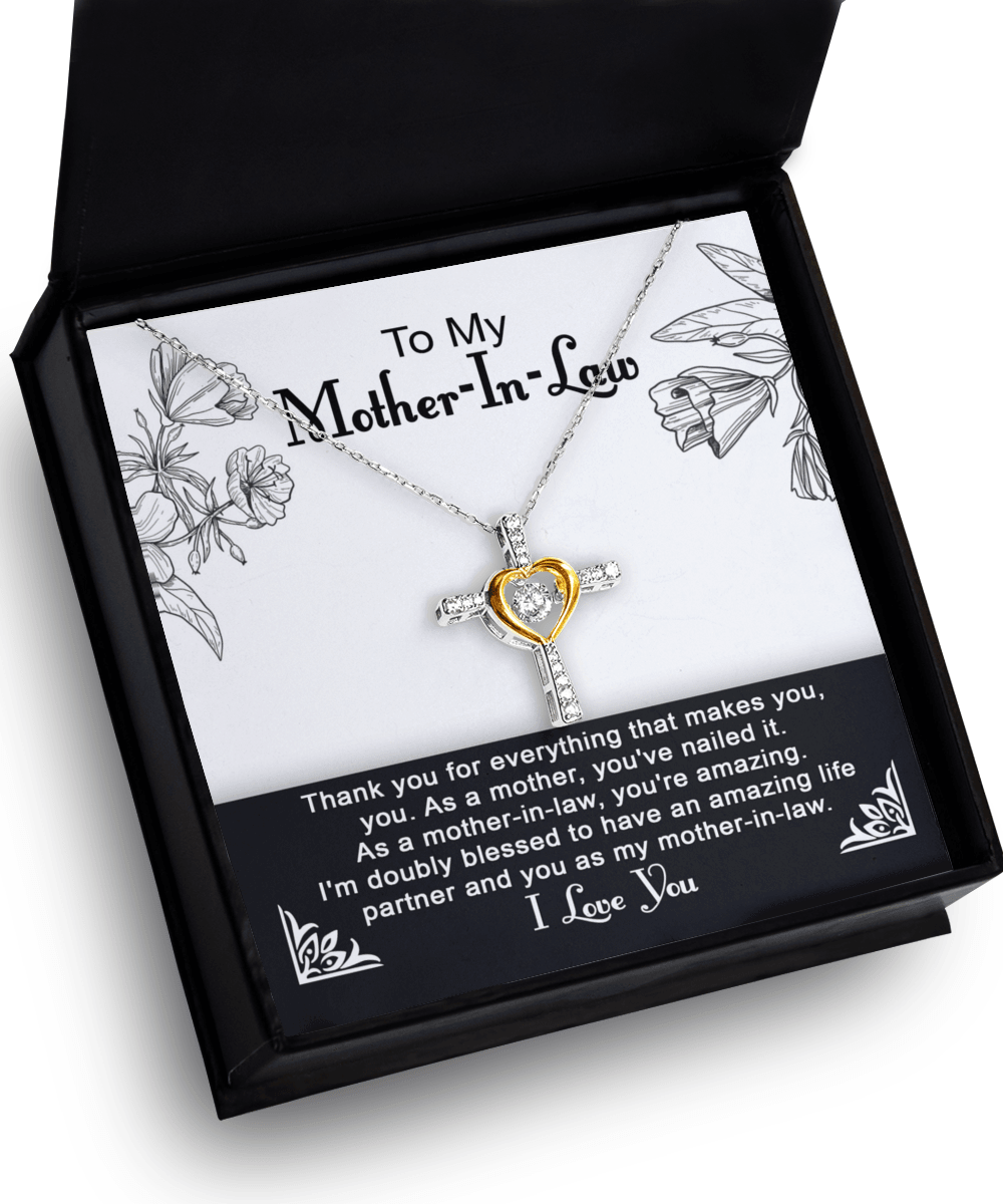 To My Mother-in-Law You Nailed It as a Mother Cross Pendant Necklace - Mallard Moon Gift Shop