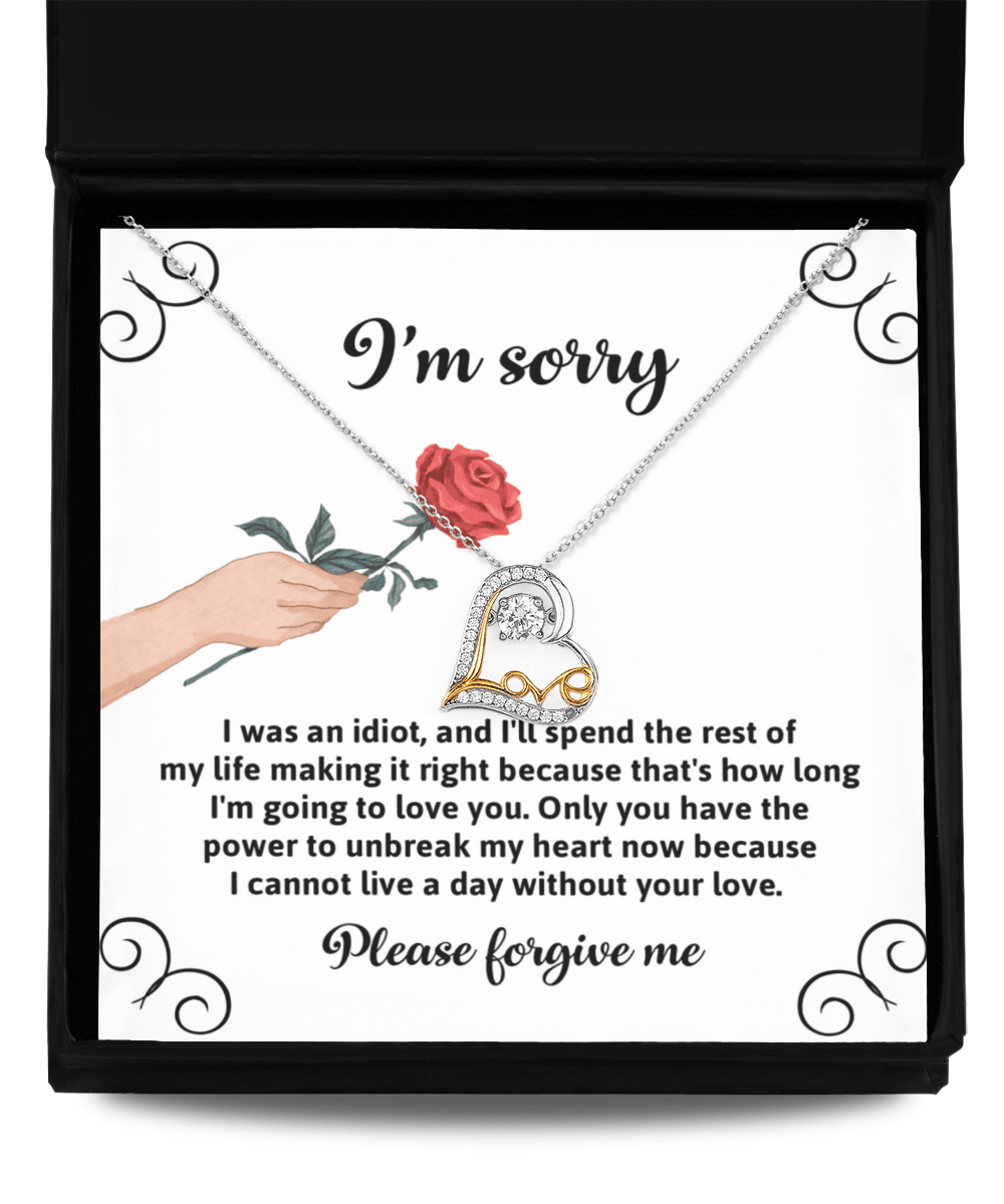 Apology Gift for Girlfriend, Wife, Soulmate - Sorry, Making It Right - Love Heart Pendant Necklace - Mallard Moon Gift Shop