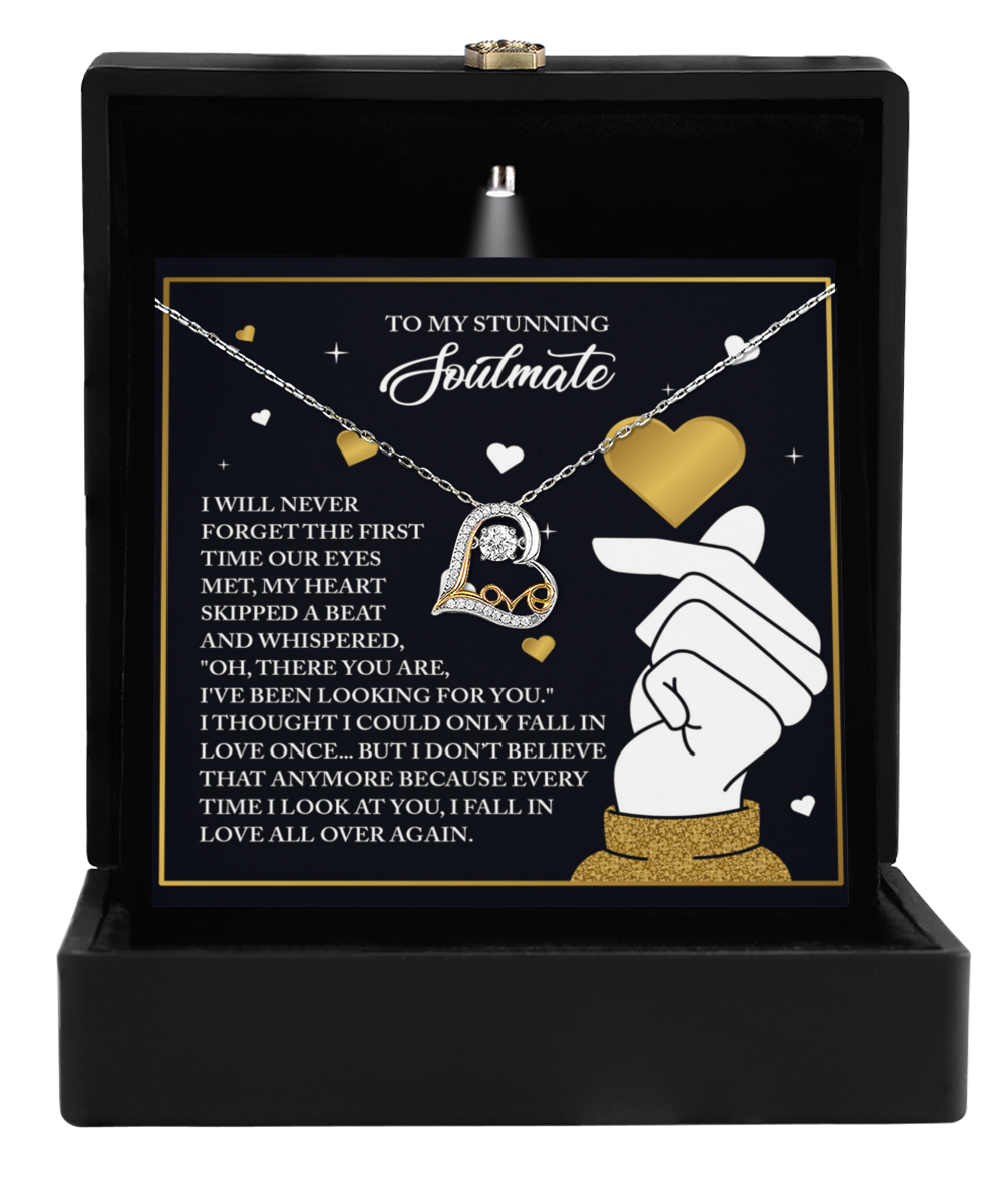 To My Stunning Soulmate - Love Dancing Heart Necklace – A Romantic Valentine’s Day Gift That Celebrates Falling in Love Again and Again - Mallard Moon Gift Shop