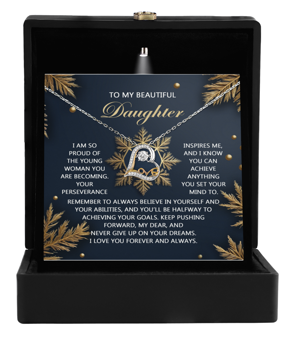 Daughter Gift - On Your Dreams - Love Dancing Heart Pendant Necklace - Mallard Moon Gift Shop