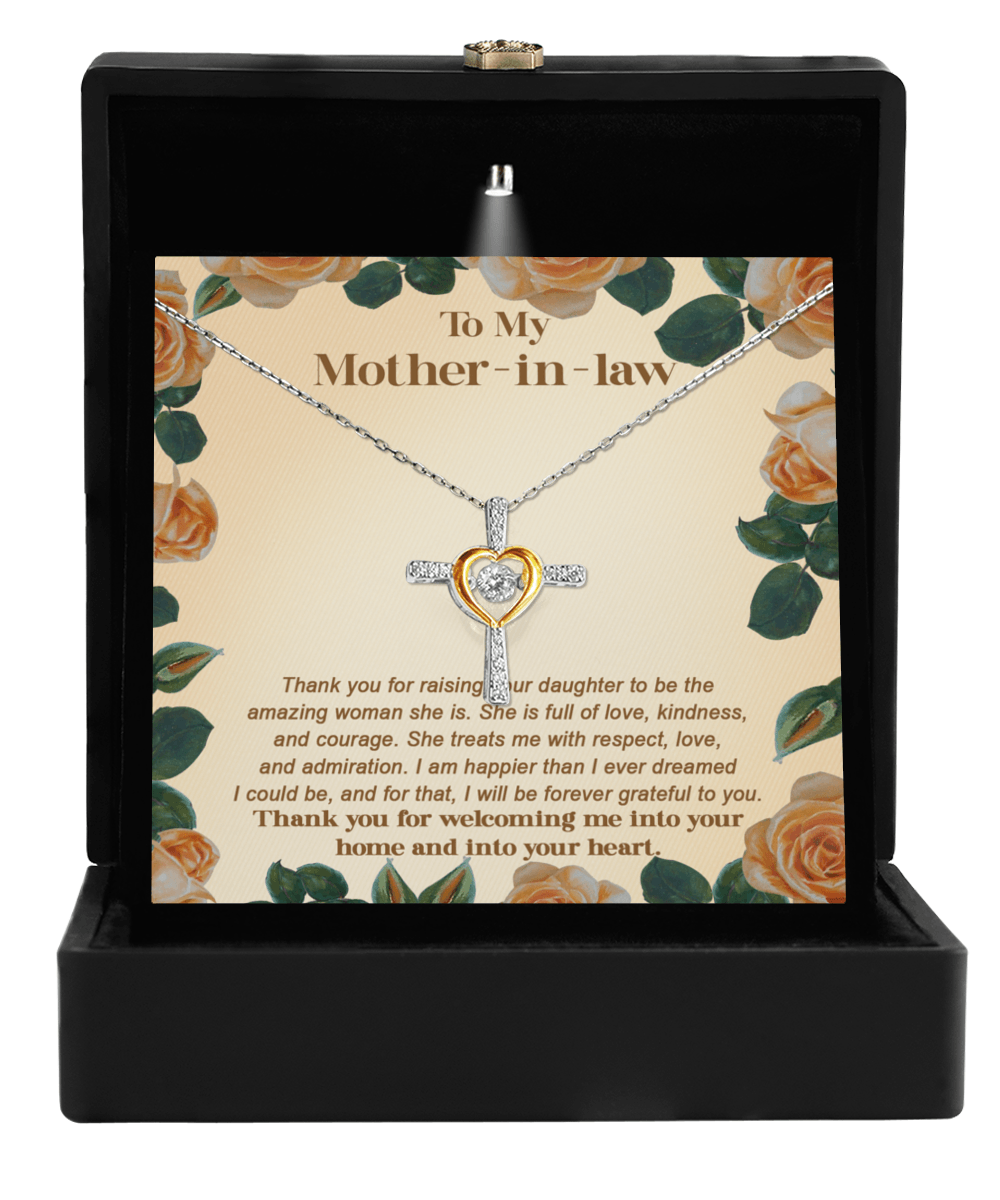 Gift for Mother-in-Law Thank You for Raising an Amazing Woman Cross Pendant Necklace - Mallard Moon Gift Shop