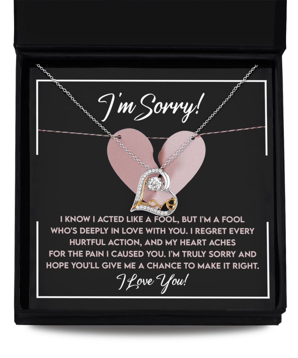 Apology Gift for Girlfriend, Wife, Soulmate - Sorry, Deeply In Love - Love Dancing Heart Pendant Necklace - Mallard Moon Gift Shop