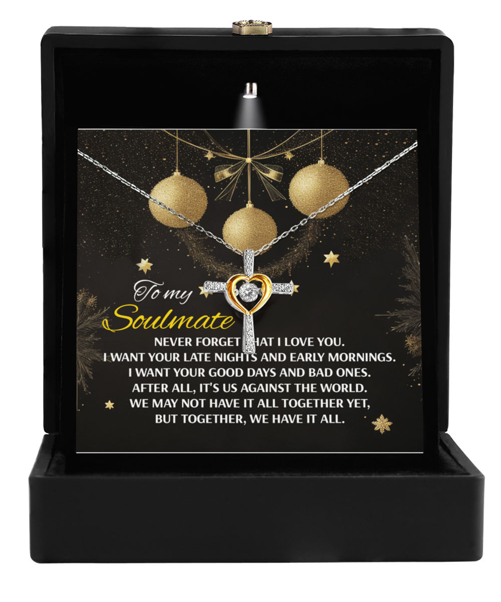 Soulmate, Wife, Girlfriend Romantic Gift - Have It All - Dancing Cross Pendant Necklace - Mallard Moon Gift Shop