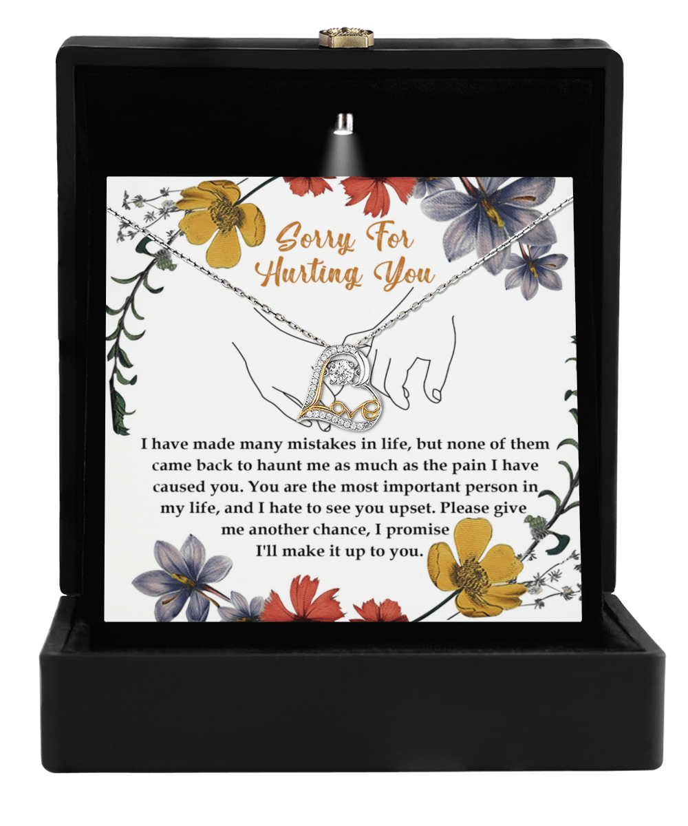 Apology Gift for Girlfriend, Wife, Soulmate- Sorry, Haunt Me - Love Dancing Heart Pendant Necklace - Mallard Moon Gift Shop