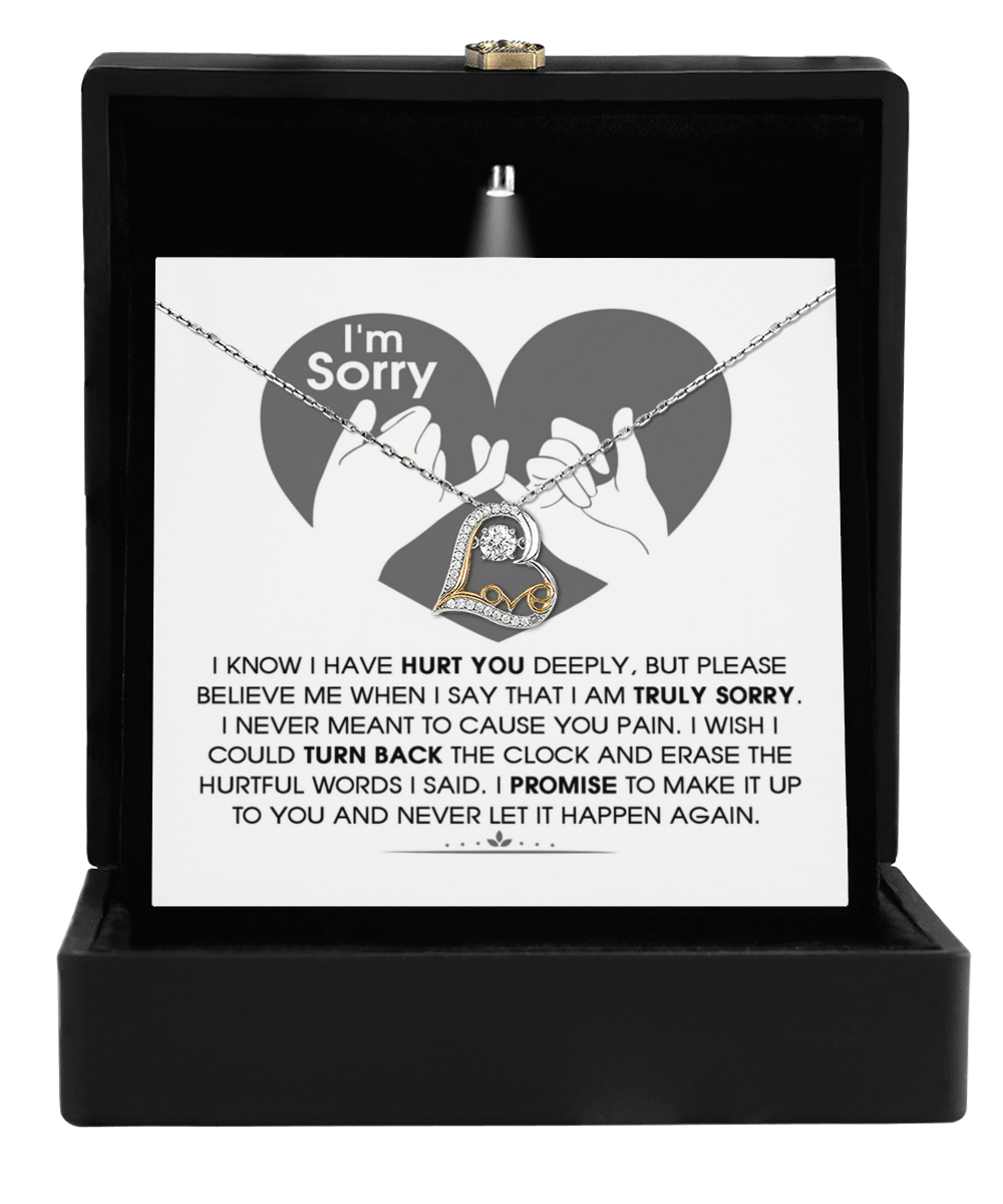Apology Gift for Girlfriend, Wife, Soulmate - Sorry, Hurtful Words - Love Dancing Heart Pendant Necklace - Mallard Moon Gift Shop