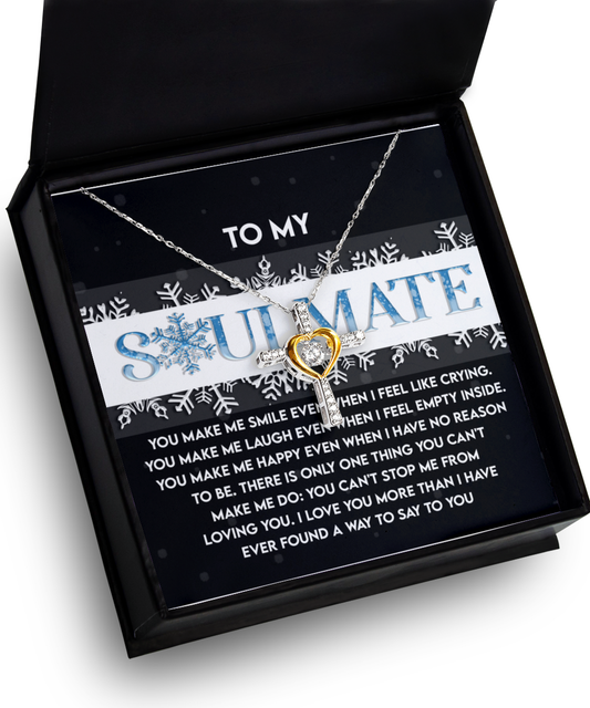 Soulmate, Wife, Girlfriend Romantic Gift - Loving You - Dancing Cross Pendant Necklace - Mallard Moon Gift Shop