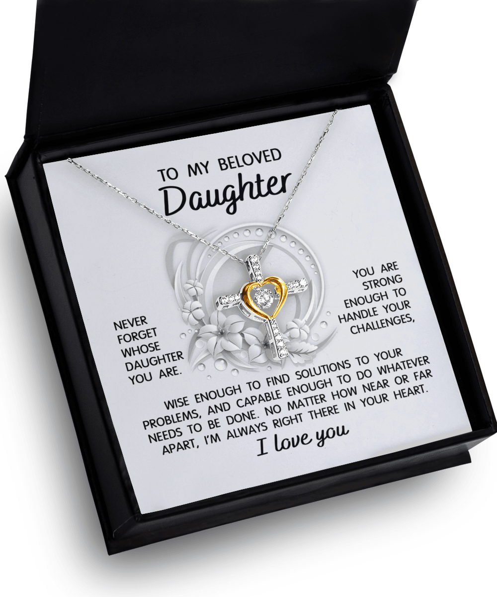 Daughter - I'm Always in Your Heart -Cross Pendant Necklace Wedding Birthday Graduation Gift - Mallard Moon Gift Shop