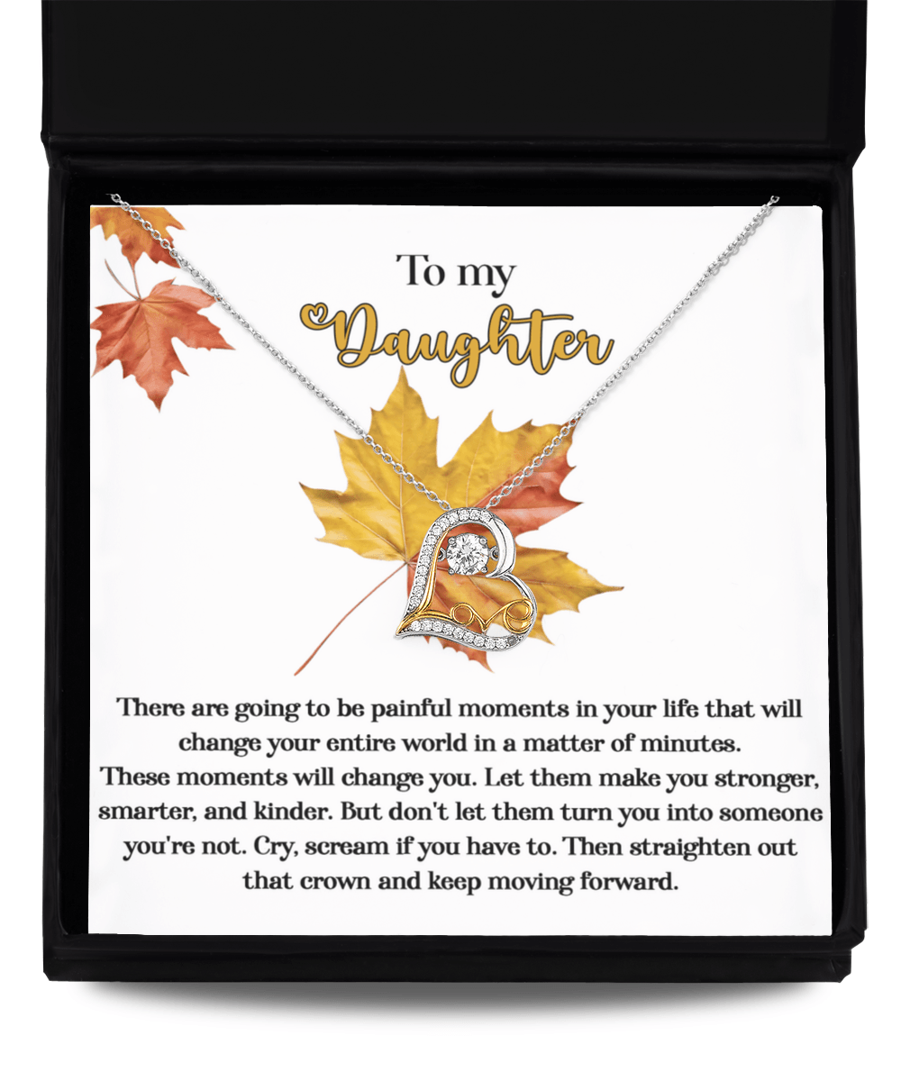 Daughter Birthday, Graduation, Christmas Inspirational Gift  - Make You Stronger - Love Dancing Heart Pendant Necklace - Mallard Moon Gift Shop