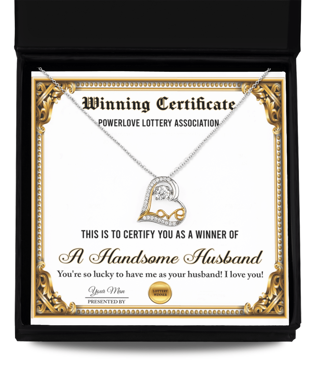 Wife Wedding Day, Anniversary, Birthday Gift - Winning Certificate - Love Dancing Heart Pendant Necklace - Mallard Moon Gift Shop