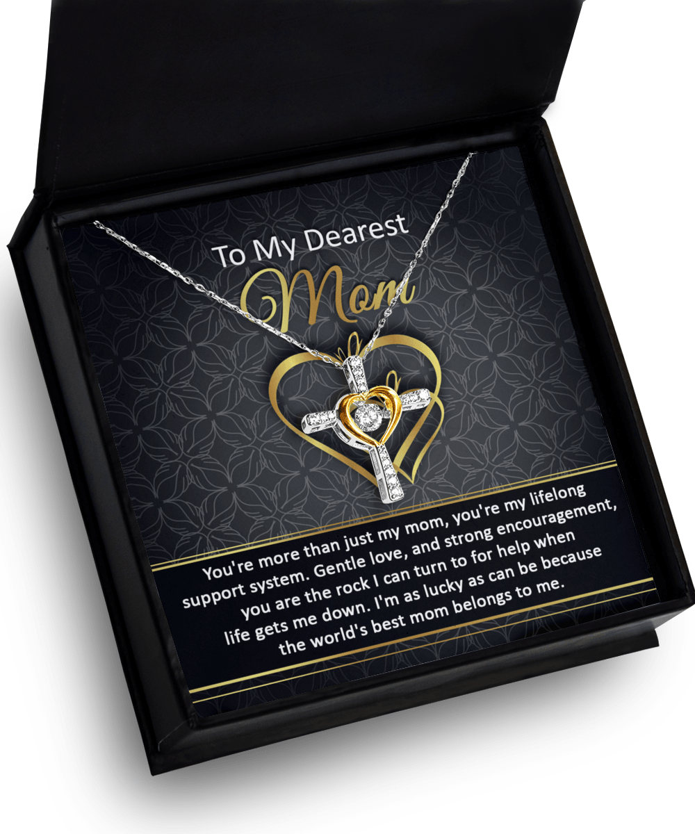 To My Dearest Mom You Are My Rock Cross Pendant Necklace - Mallard Moon Gift Shop