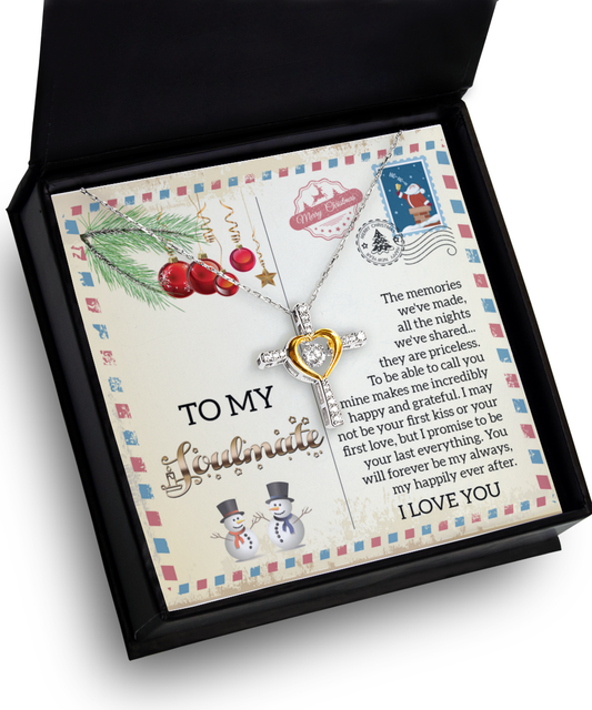 Soulmate, Wife, Girlfriend Romantic Gift - Last Everything -  Dancing Cross Pendant Necklace - Mallard Moon Gift Shop