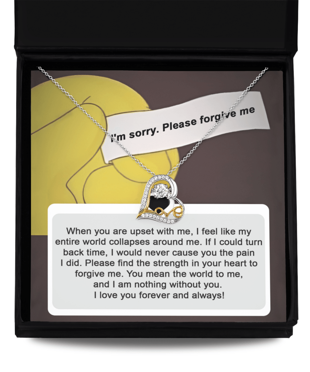 Apology Gift for Girlfriend, Wife, Soulmate - Sorry, Nothing Without You - Love Heart Pendant Necklace - Mallard Moon Gift Shop