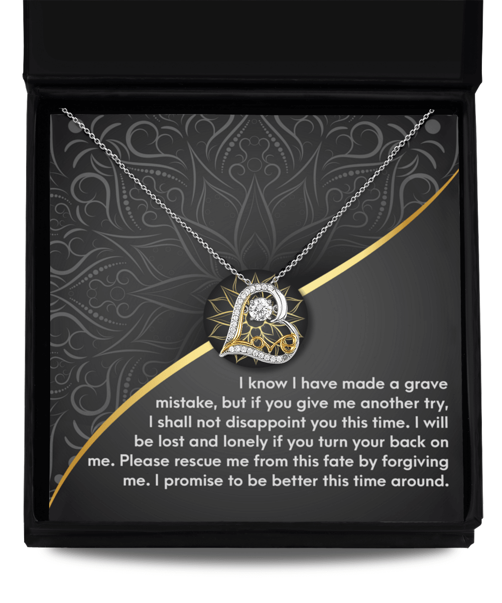 Apology Gift for Girlfriend, Wife, Soulmate - Sorry, Turn Your Back-Love Dancing Heart Pendant Necklace - Mallard Moon Gift Shop