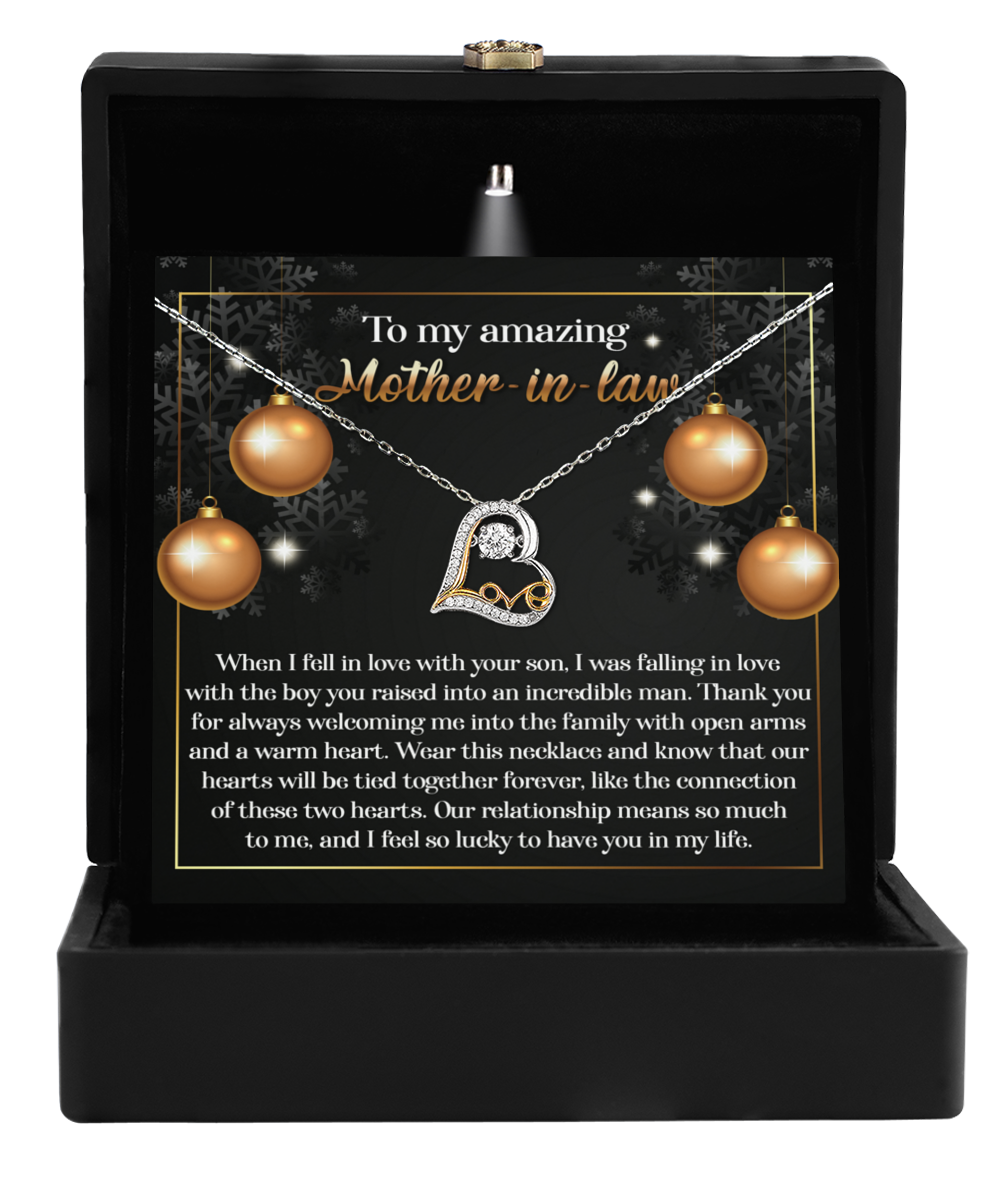 To My Amazing Mother-in-law - These Two Hearts - Love Dancing Heart Pendant Necklace - Mallard Moon Gift Shop