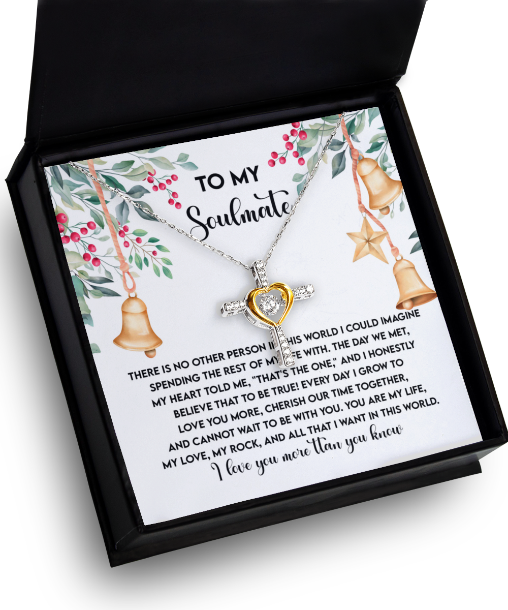 To My Soulmate You Are My Life, My Rock, My Love Dancing Cross Pendant Necklace - Mallard Moon Gift Shop