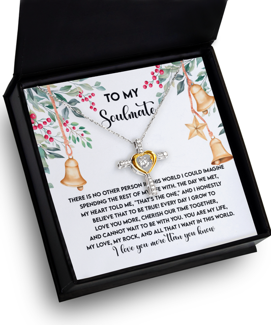 To My Soulmate You Are My Life, My Rock, My Love Dancing Cross Pendant Necklace - Mallard Moon Gift Shop