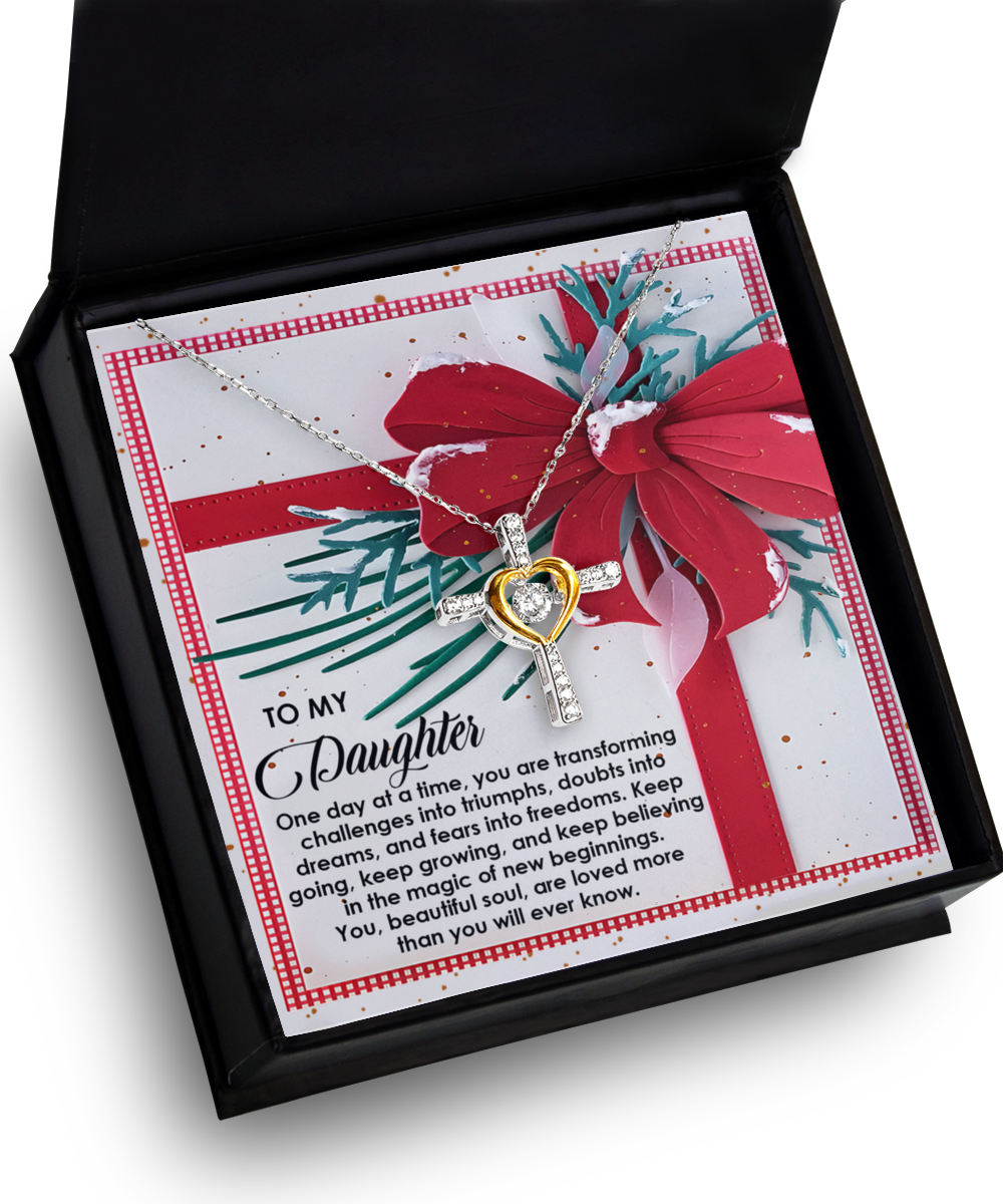 Daughter Heartfelt Gift- Beautiful Soul -  Dancing Cross Pendant Necklace - Mallard Moon Gift Shop