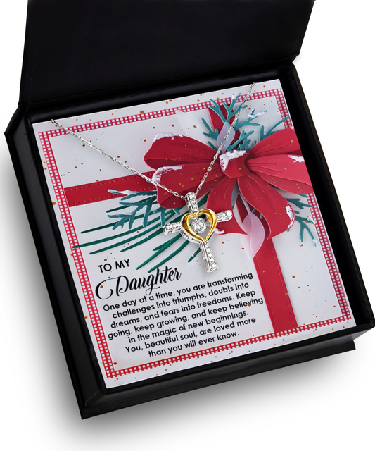 Daughter Heartfelt Gift- Beautiful Soul -  Dancing Cross Pendant Necklace - Mallard Moon Gift Shop