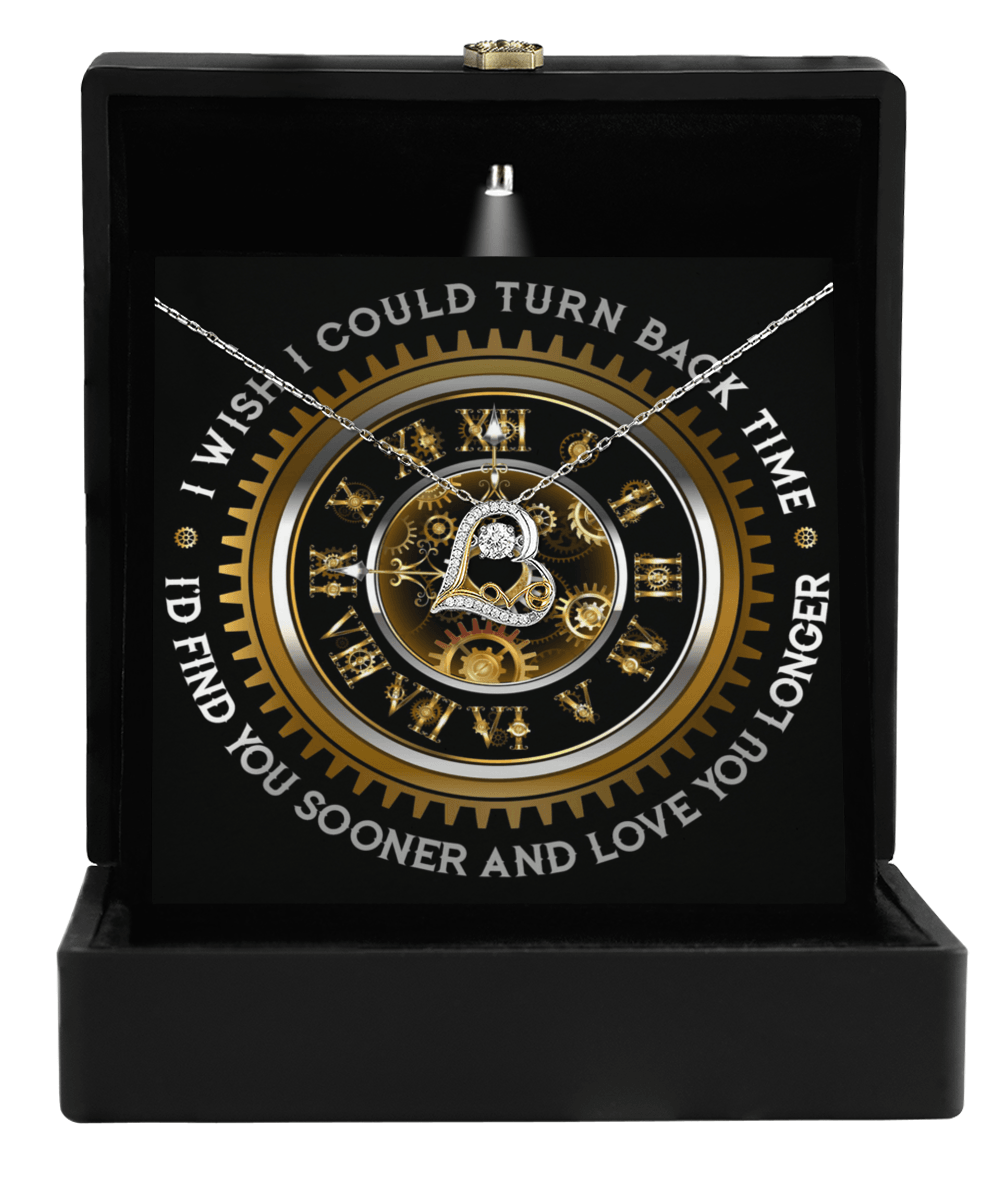 Wife Wedding Day. Anniversary, Birthday Gift - Turn Back Time - Love Dancing Heart Pendant Necklace - Mallard Moon Gift Shop