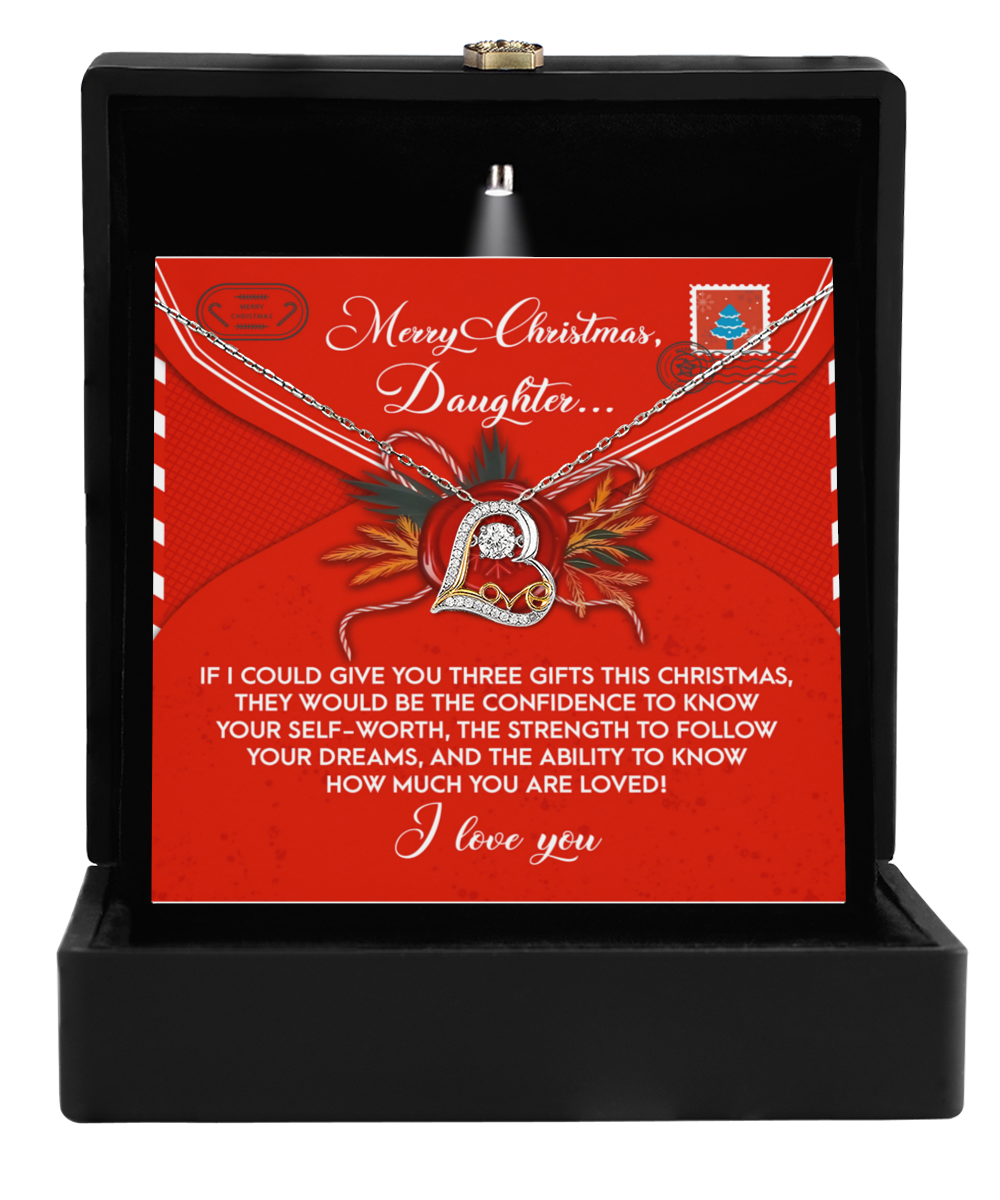 Daughter Christmas Present - This Christmas - Love Dancing Heart Pendant Necklace - Mallard Moon Gift Shop