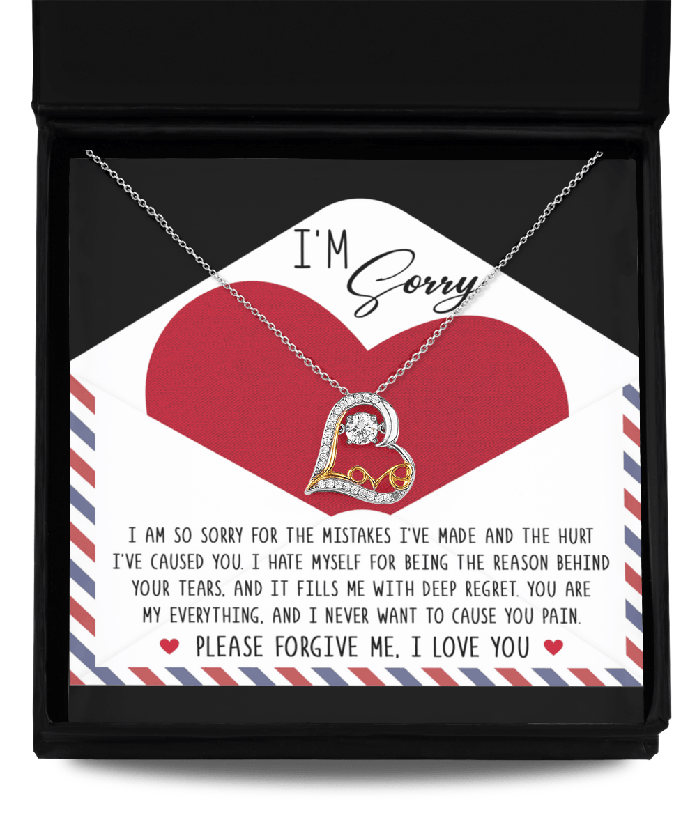 Apology Gift for Girlfriend, Wife, Soulmate - Sorry, Behind Your Tears - Love Dancing Heart Pendant Necklace - Mallard Moon Gift Shop