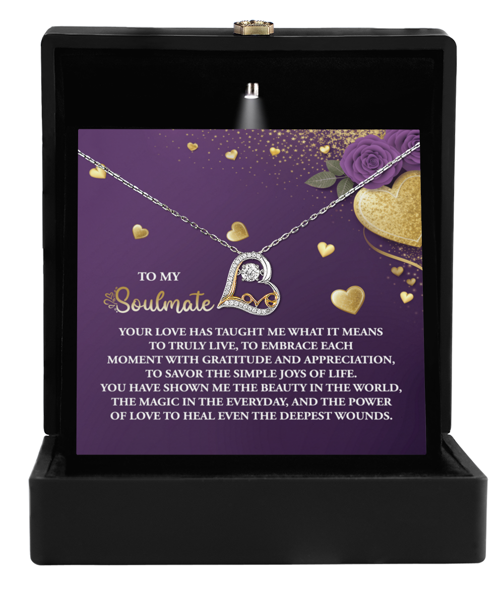 To My Soulmate - Love Dancing Heart Necklace – A Beautiful Valentine’s Day Gift Celebrating Love, Joy, and Healing - Mallard Moon Gift Shop