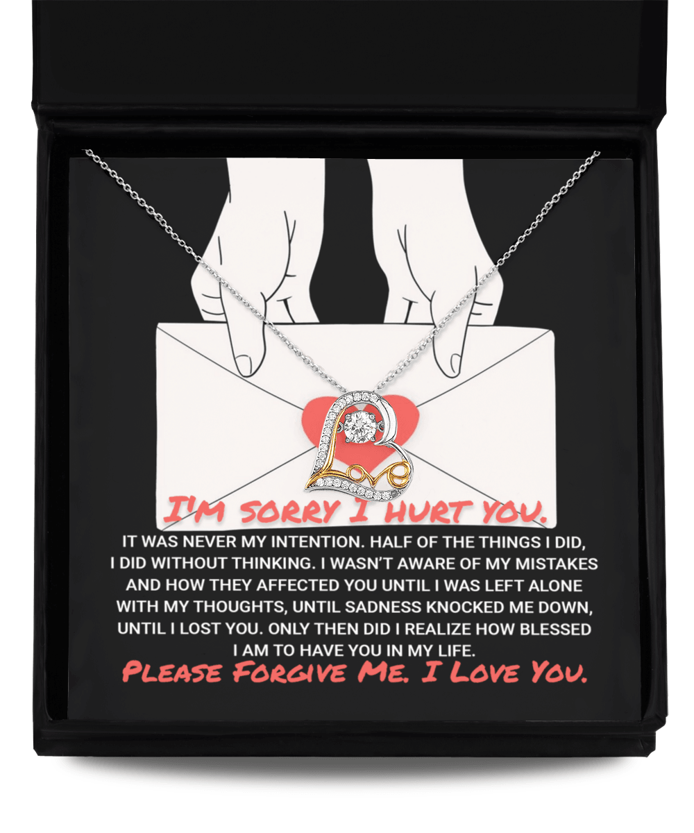 Apology Gift for Girlfriend, Wife, Soulmate - Sorry, Without Thinking - Love Dancing Heart Pendant Necklace - Mallard Moon Gift Shop