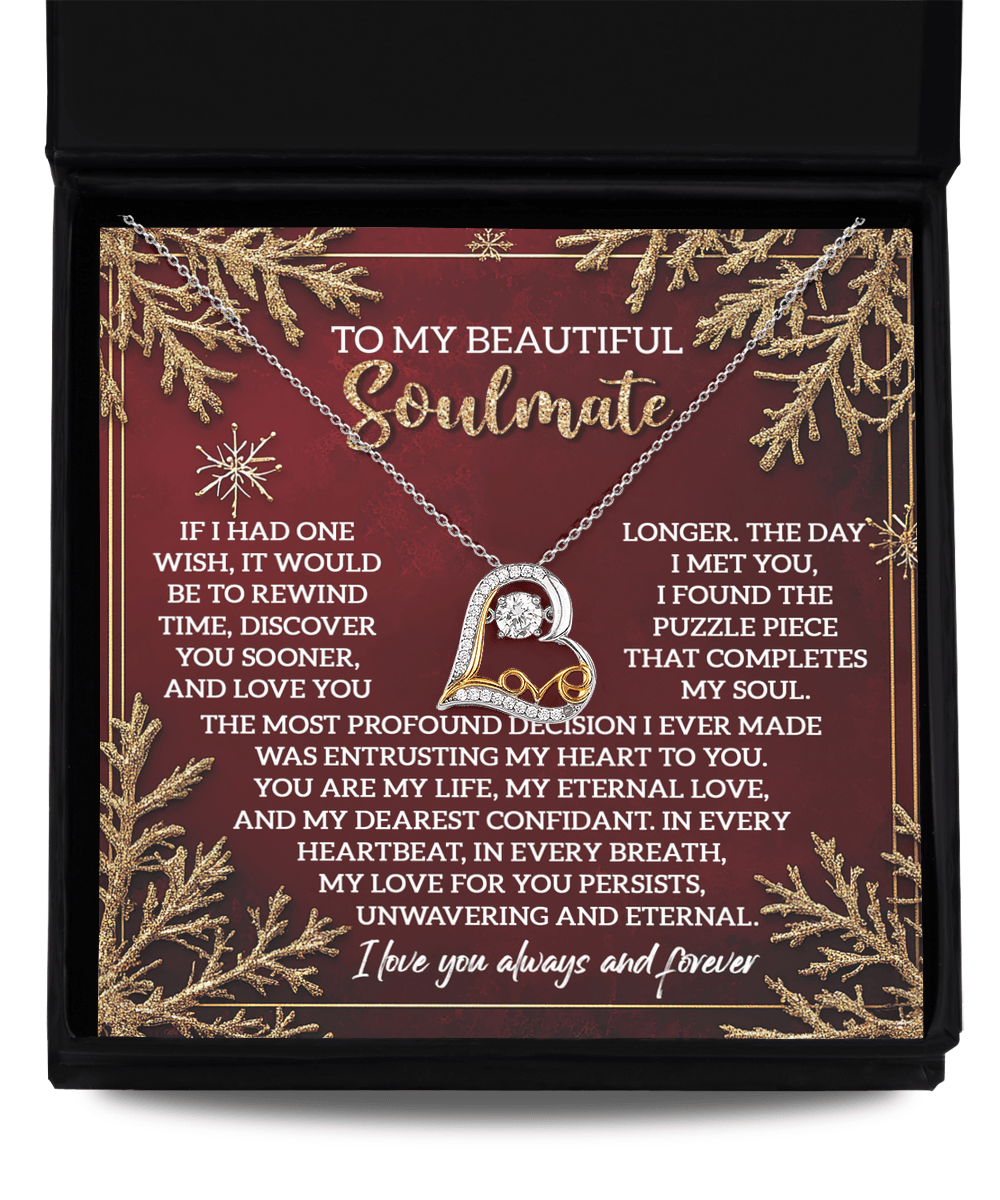 To My Beautiful Soulmate - Rewind Time Love You Longer Christmas Anniversary Heart Pendant Necklace for Wife Girlfriend Jewelry - Mallard Moon Gift Shop
