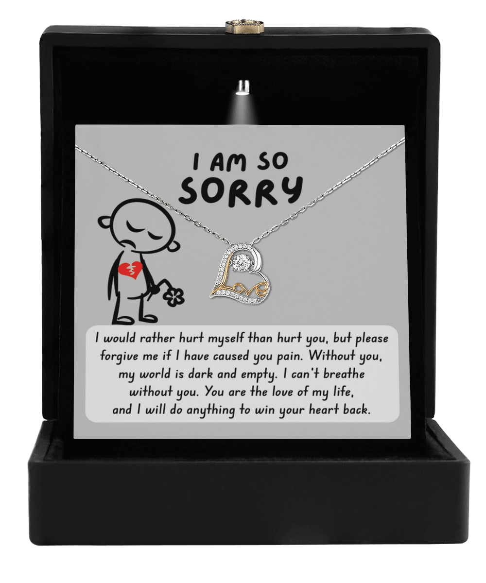 Apology Gift for Girlfriend, Wife, Soulmate - Sorry, Dark And Empty - Love Dancing Heart Pendant Necklace - Mallard Moon Gift Shop