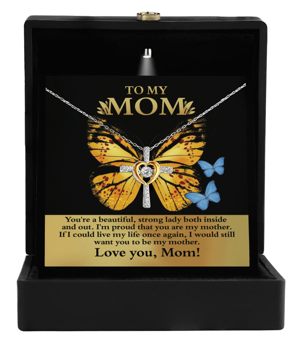 Gift for Mom You are a Strong Lady, I'm Proud of You Cross Pendant Necklace - Mallard Moon Gift Shop