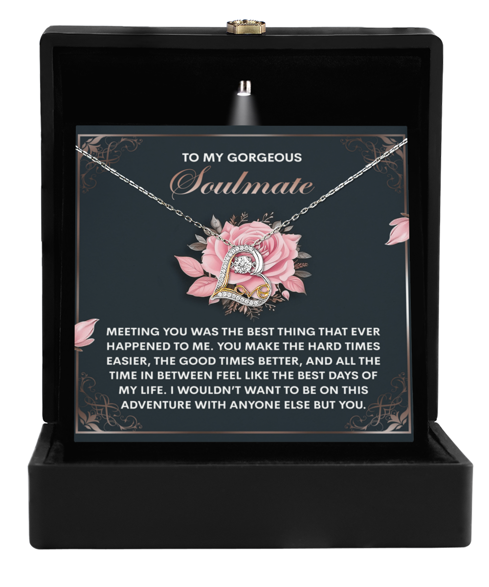 To My Gorgeous Soulmate - Love Dancing Heart Necklace – A Romantic Valentine’s Gift to Celebrate Your Beautiful Journey Together - Mallard Moon Gift Shop