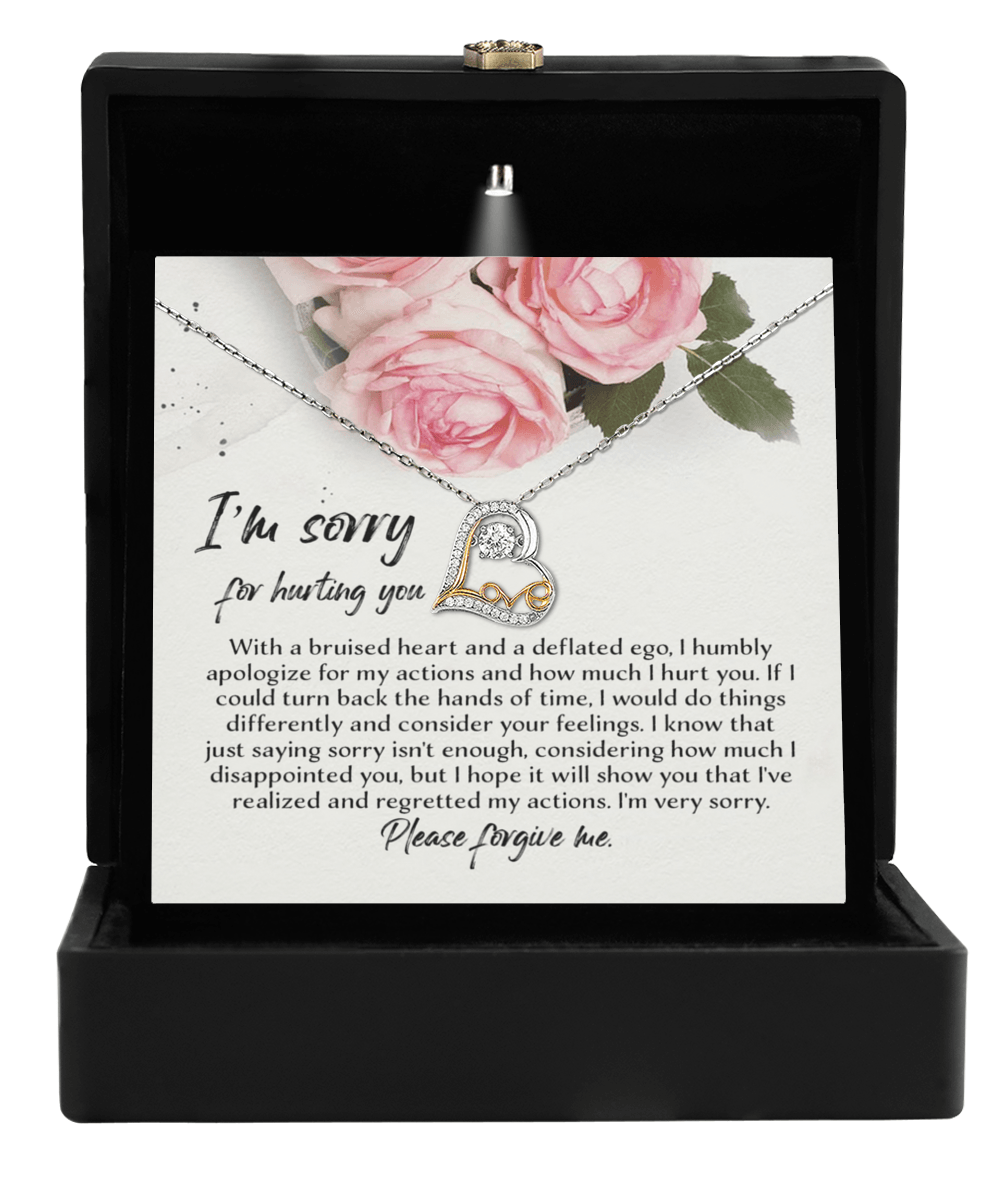 Apology Gift - Sorry, Regretted My Actions - Love Dancing Heart Pendant Necklace - Mallard Moon Gift Shop