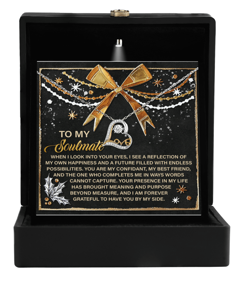 To My Soulmate Forever Grateful By My Side Christmas Anniversary Heart Pendant Necklace for Wife Girlfriend Jewelry - Mallard Moon Gift Shop