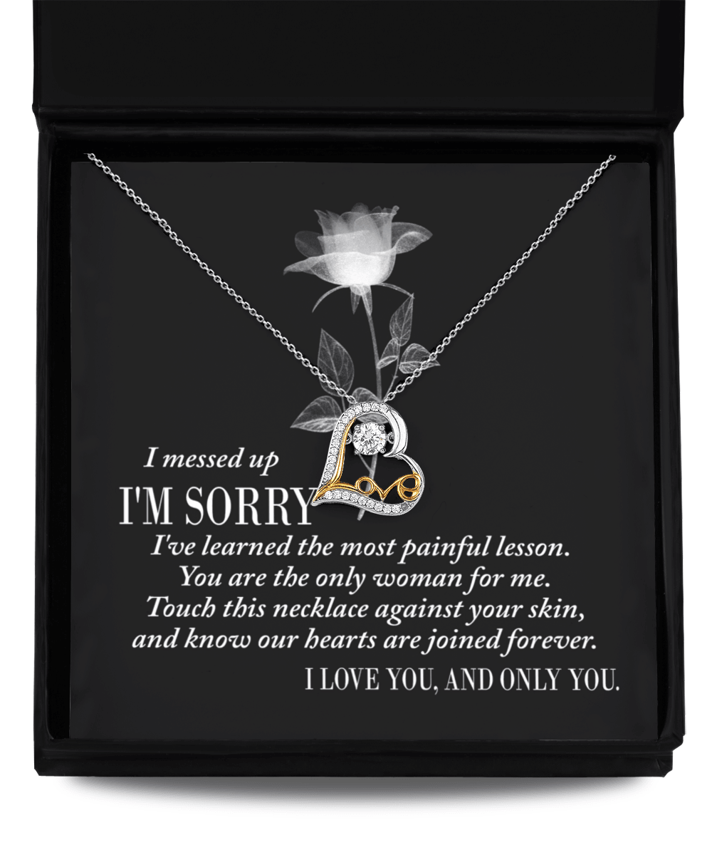 Apology Gift for Girlfriend, Wife, Soulmate - Sorry, Painful Lesson - Love Dancing Heart Pendant Necklace - Mallard Moon Gift Shop
