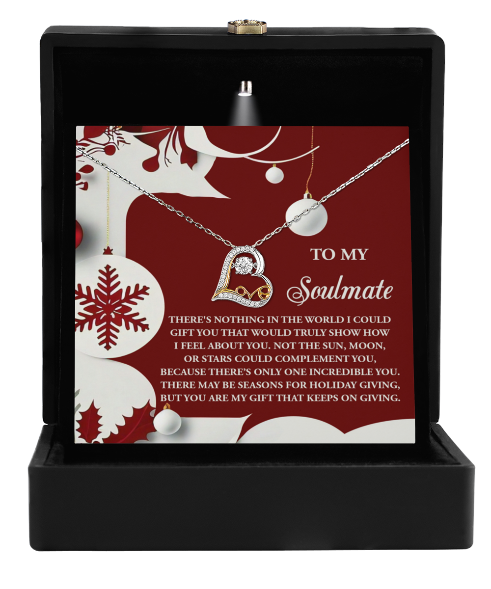 Gift for Soulmate, Girlfriend, Wife - Holiday Giving -Love Dancing Heart Pendant Necklace V - Mallard Moon Gift Shop