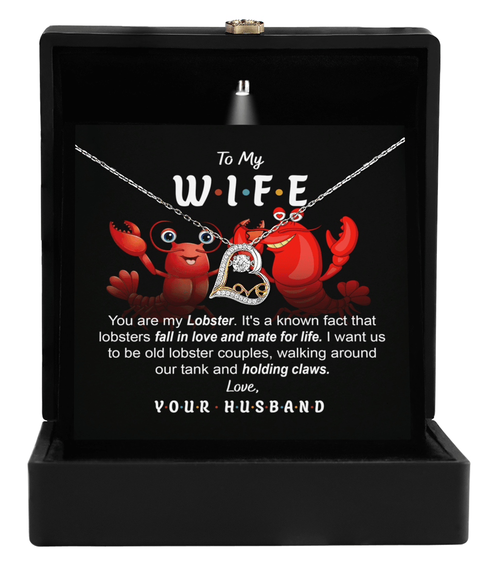 To My Wife - Old Lobster Couples Mate for Life Love Dancing Heart Pendant Necklace - Mallard Moon Gift Shop